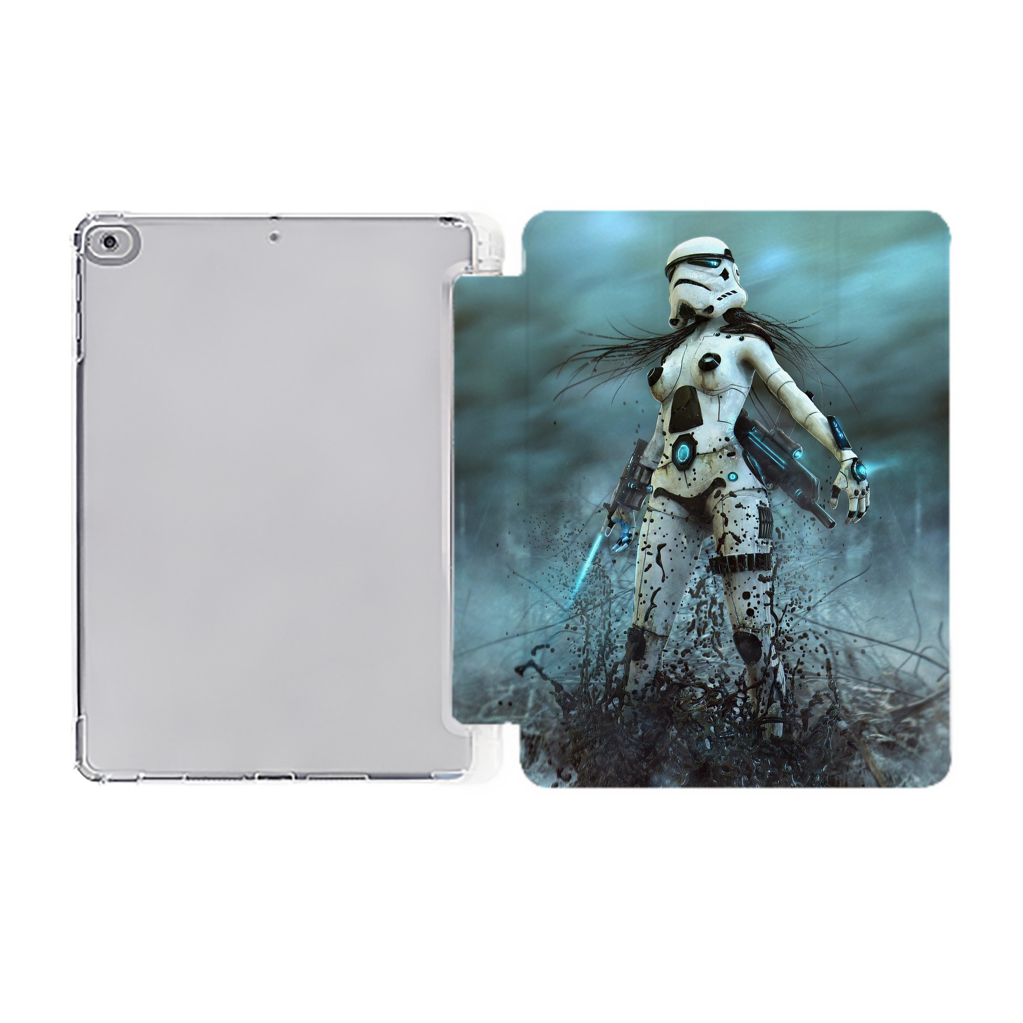 （画像用） スター・ウォーズ Star Wars IPad ケース ペン収納付き 三つ折りスタンド PUレザー×シリコン 対応機種9.5/10.5/10.9インチ